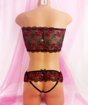 Lace Set Strapless Bra And Panties