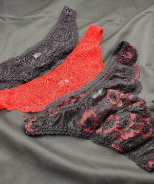 Men's See-Through Lace Transgender Panties - 3-Piece Lingerie Set for Femboys